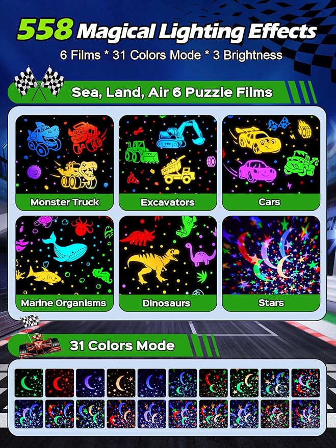 PIKOY Beast Truck Toys 【15 Sounds & 6 Films】 Beast Toy Trucks for Boys Age 3-7 [31 Colors & Remote Control] Dinosaur Toys for Kids 3-5 Dinosaur Egg Hatching Toy Dinosaurs Egg Light for Nursery