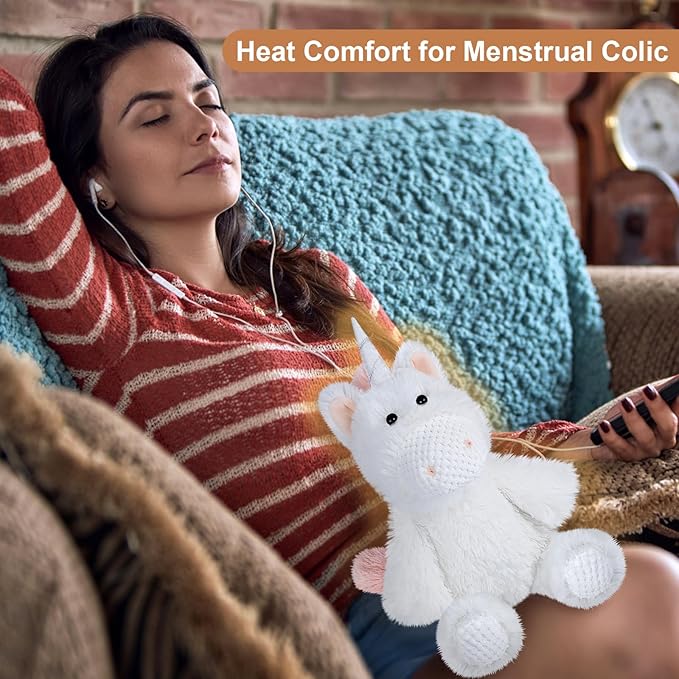 Coolable Warmable Unicorn Stuffed Animal, Microwavable Stuffed Animals Heating Pad for Soothing & Relaxation, Lavender Plushies for Stress Relief, Stuffed Unicorn Gifts for Girls