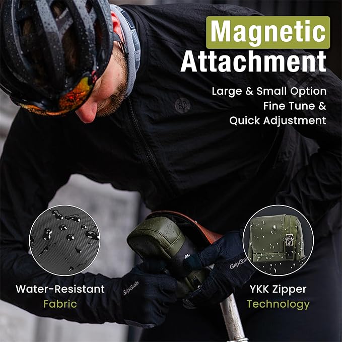 Lumiere & Co. Falcon Magnetic Saddle Bag– 0.69L | 6”x 3.5”x2 | Sleek Minimalist Design, Fast Magnetic Buckle Attachment | Cycling Bike Bag (Green, Large)