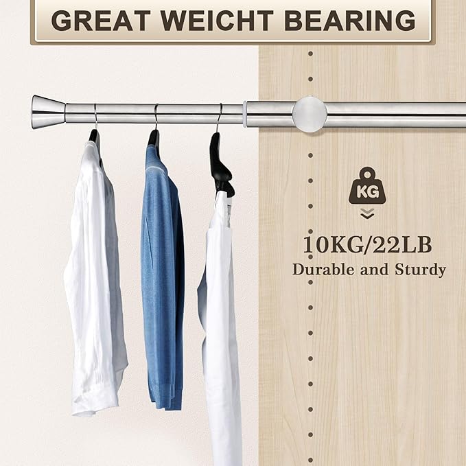 1Pcs Valet Rod for Closet Pull Out, Adjustable Heavy Duty Closet Valet Rod, Metal Stainless Steel Closet Rods for Hanging Clothes, Scarf, Pants, Sliver