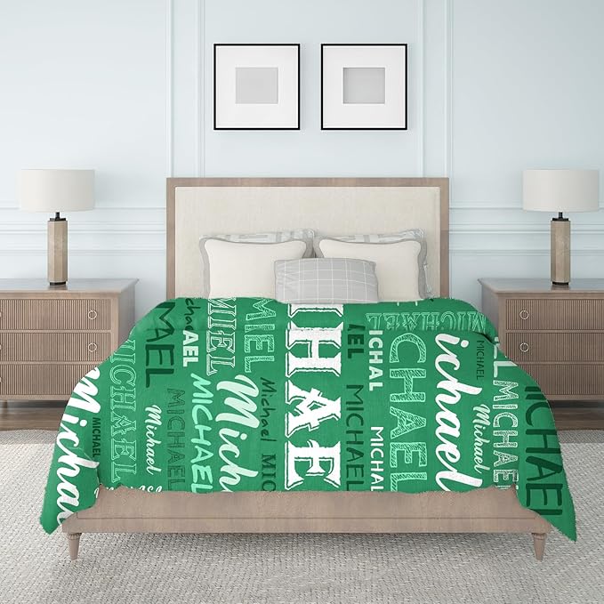 Ship Next Day, Personalized Baby Blanket with Name - Printed in USA, Custom Name Blanket for Boys Girls Kids, Customized Flannel Blankets Gifts for Teen Shower Toddlers Christmas Brithday