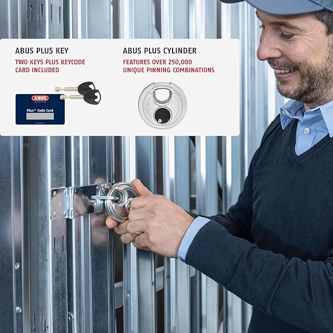 6 Pack ABUS Diskus 20/70 Heavy Duty Stainless Steel Disk Padlock - Rustproof Storage Lock with 3/8" Shackle - Made in Germany - Keyed Alike Code 323614