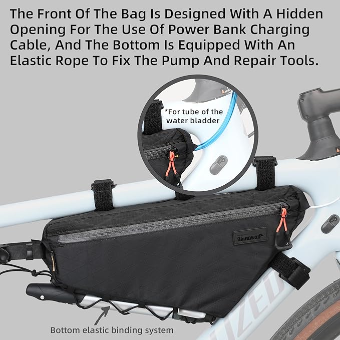 Rhinowalk Bicycle Front Frame Bag Bike Under Top Tube Triangle Bag 2.9L Cycling Accessories Nylon Pack Pouch for MTB Road Bike Cycling Commuting and Outdoor Adventures