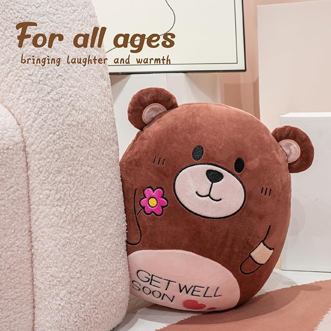 14.5“ Get Well Soon Teddy Bear Plush Pillow Soft Teddy Bear Stuffed Animal Body Pillow Gifts for Kids Girls and Boys After Surgery