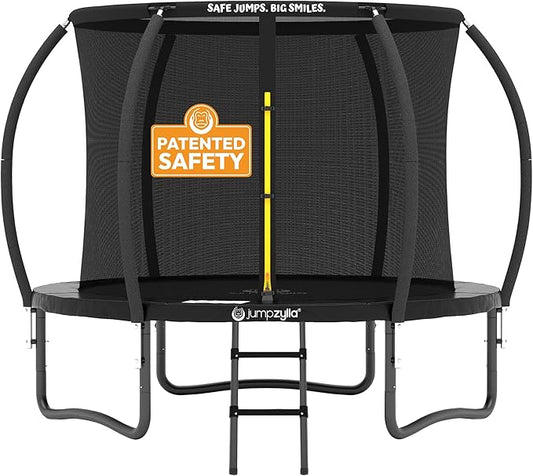 JUMPZYLLA Trampoline Outdoor 8FT 10FT 12FT 14FT 15FT 16FT with Enclosure and Ladder, ASTM Approved Recreational Trampoline for Kids and Adults, Anti-Rust Coated Frame