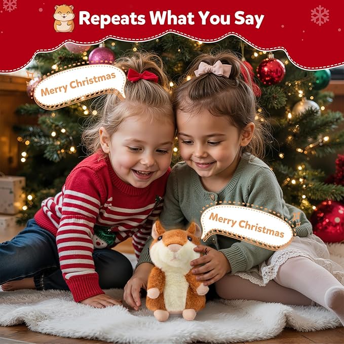 Ayeboovi Toddler Toys Talking Hamster Repeats What You Say, Kids Toys for 2 3 4 5 6 7 8 Year Old Girls Boys Gift, Christmas Stocking Stuffer for Kid, Interactive Stuffed Animals Autism Toy for Age 2-4