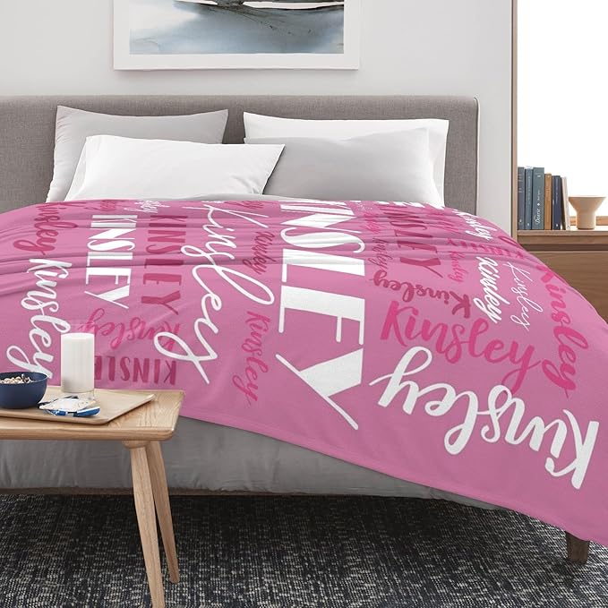 Name Blanket Personalized Blanket for Adult Kids Flannel Customize Throw Blanket Custom (Color 06, 60 x 80 Inches)