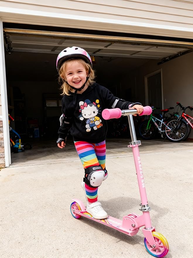 Scooter for Kids Ages 3+, 2 Wheels Kids Kick Scooter with Led Light Up & 3 Levels Adjustable, Lightweight Foldable for Boys&Girls
