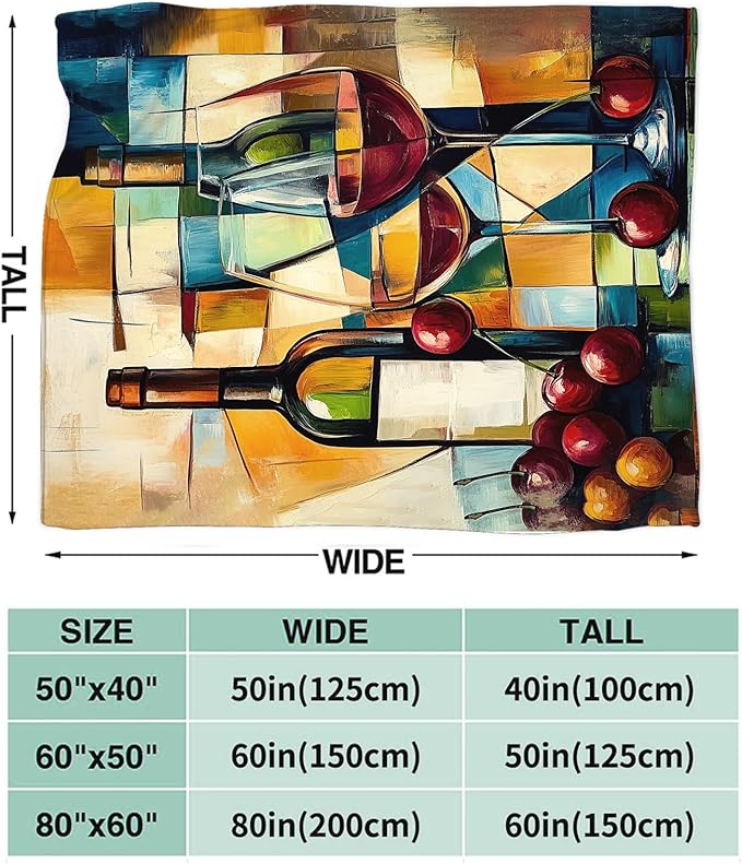 Wine Blanket for Women, Wine Decor Fleece Blanket Gifts for Boys Girls, Warm Cozy Soft Flannel Stuff for Bed Sofa Couch 50" x 40"
