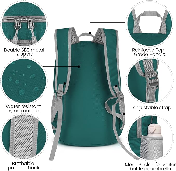 ZOMAKE Lightweight Packable Backpack 28L, Foldable Backpacks Water Resistant Collapsible Day Bag Light Daypack for Hiking