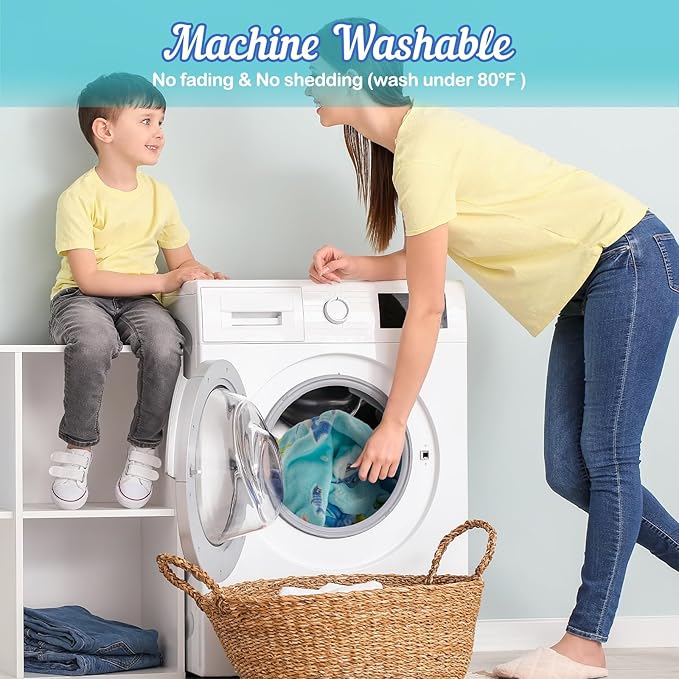 Shark Gifts for Boys Girls - Glow in The Dark Ocean Animal Blanket for Kids Age 1-14 Years Old Child Toddler Best Birthday Valentines Easter Christmas Party Favors Present Soft Cozy Throw 50"x60"