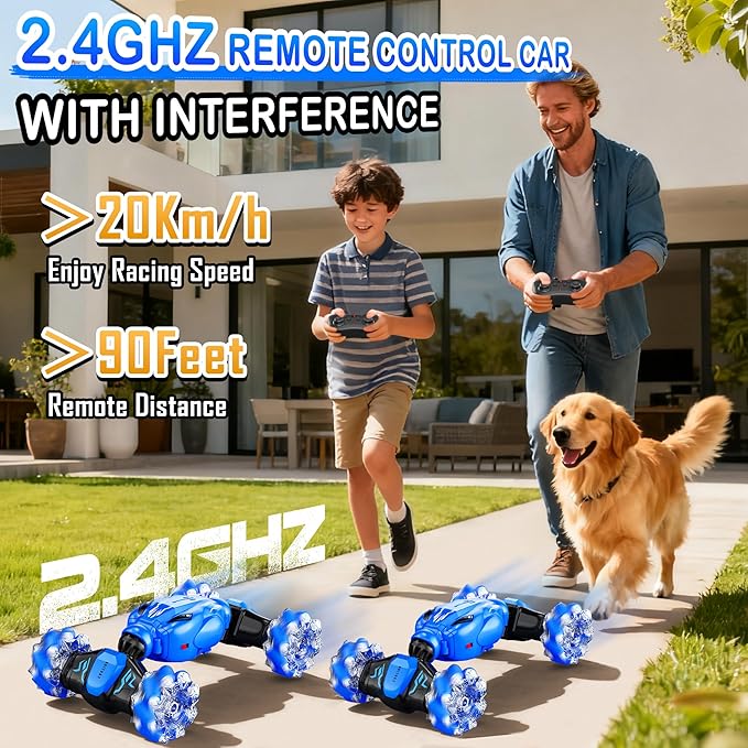 Remote Control Car for Boys 4-7 8-12, 4WD Rc Stunt Car 360° Rotate Transform,Off Road Drift with Lights,All Terrains RC Cars for Kids, Boys Girls Gifts for Age 7 8 9 10 11 12 Years Old