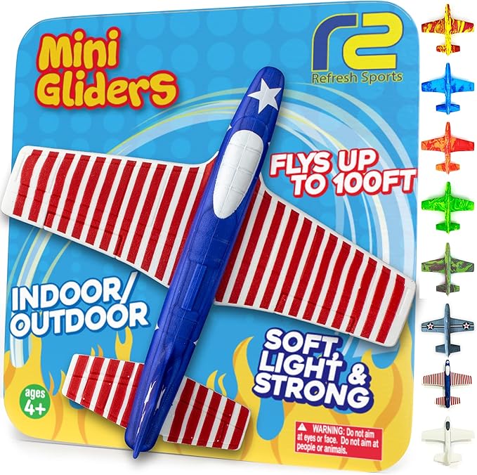 Airplane Toys for Kids: Stars & Stripes Foam Glider Plane Toy For Boys & Girls - USA Flag Design Gifts for Boys & Girls, Airplane Toy American Flag Model Color Airplanes for Outdoor Party Favor Toys