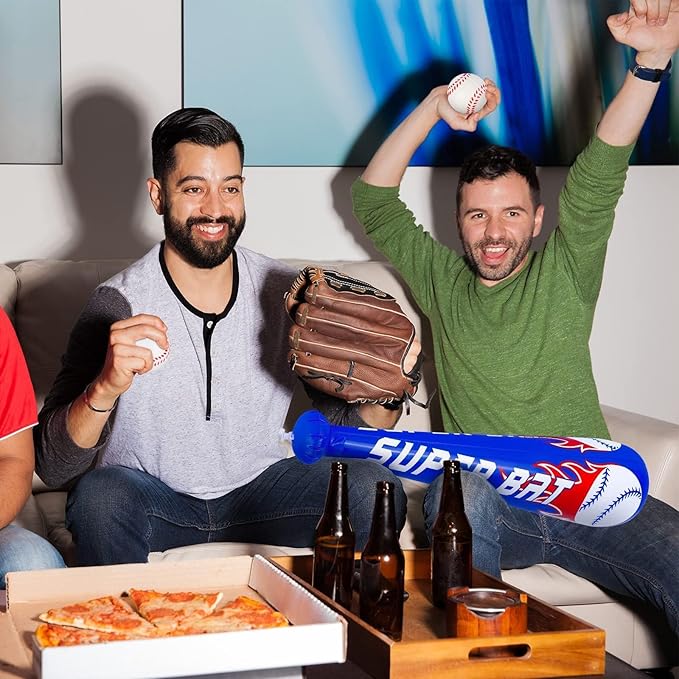 durony 8 Sets Inflatable Baseball Bats and Mini Foam Baseball Sports Stress Ball Sports Party Favors for Party Supplies Sport Theme Toy