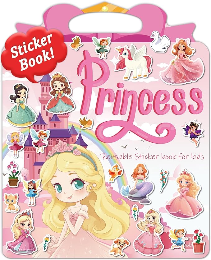 Benresive Reusable Sticker Book for Toddlers 2-4 Years, Fun Travel Stickers for Kids, Waterproof Sticker Books for Toddlers 1-3, Crafts Activities for Toddler 1-3 2-4 3-5 - Princess