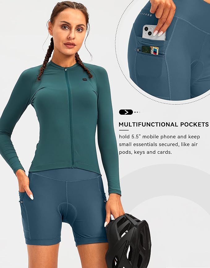 Women's 4D Padded Bike Shorts 5"/7" Riding Underwear Cycling Bicycle Road Biking Cycle Shorts for Women Zipper Pockets