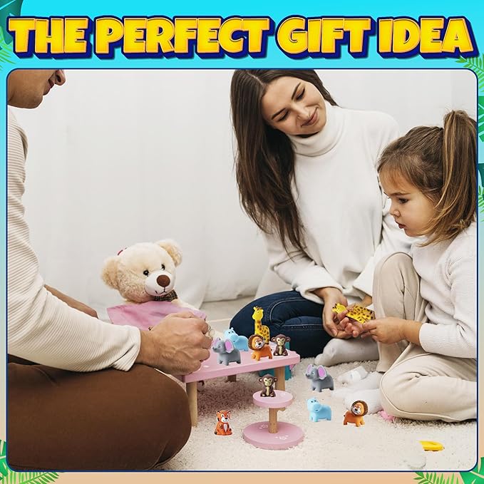 Mini Zoo Animals Bath Toys - (Pack of 12) Vinyl Rubber Jungle Safari Animal Figures, Squeezable Bath Tub Toys for Kids, Baby Shower, Birthday Party Supplies, Favors, Cake Decor, Table Decorations