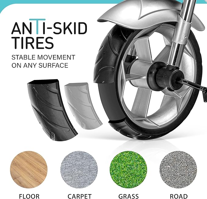 Toddler Kids Tricycle for 2-4 Year Olds - Motorcycle Style Trike W LED Headlight, Tassels & Rear Storage, Gift for Boys & Girls (White)