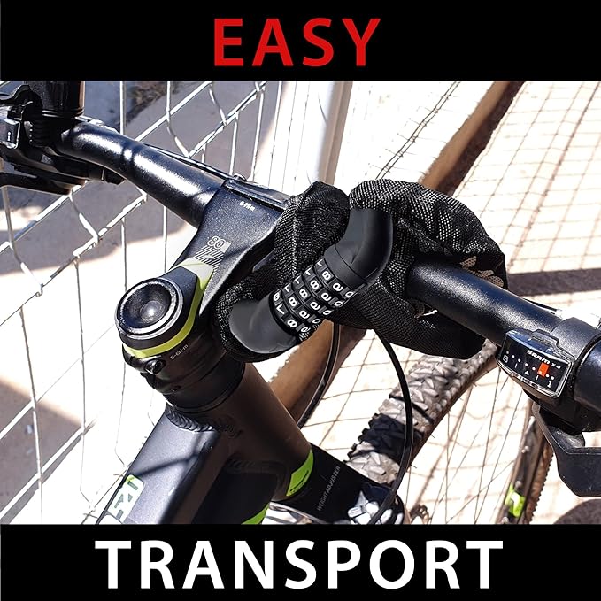 KRASER KR610 Bike Chain Lock, Extra Safety with 5 Digit Code, Thicker and More Durable ø8mm/0.31in Steel Links with Nylon Cover, Anti Theft for Bicycle, Scooter, Gates, Containers, 100cm/3.2ft Long