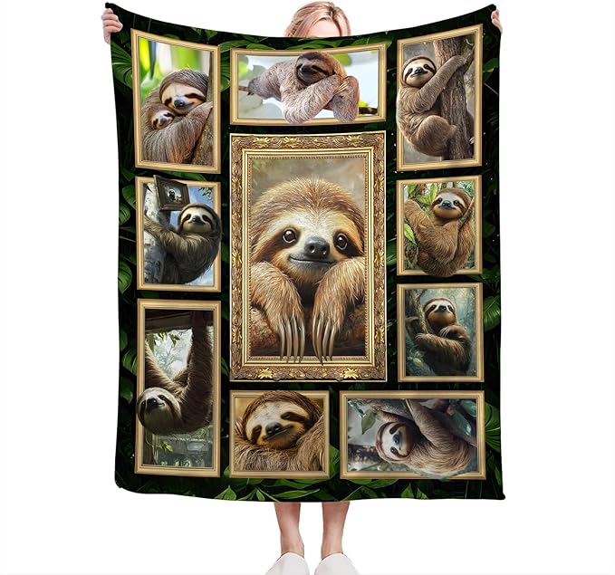 Sloth Blanket Fleece Soft Warm Plush Sloth Throw Blanket Lightweight Plush Fuzzy Cozy Blankets for Lover Kids Adult Suitable for Couch Sofa Bed 80"X60"