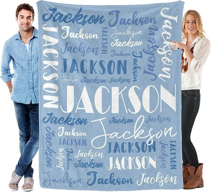 Name Blanket Personalized Blanket for Adult Kids Flannel Customize Throw Blanket Custom (Color 02, 60 x 80 Inches)
