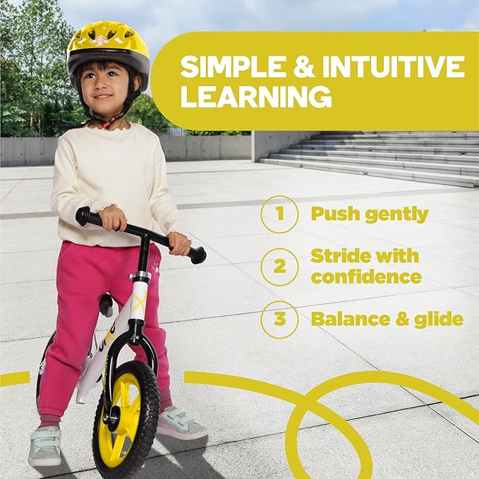 Balance Bike - 30.5 cm (12") Training Bikes for Kids and Toddlers - 1.8kg (4lbs) Kids' Balance Bike - Children Ages 3, 4, 5 - No Pedal Push Bicycle for Boys or Girls - Yellow