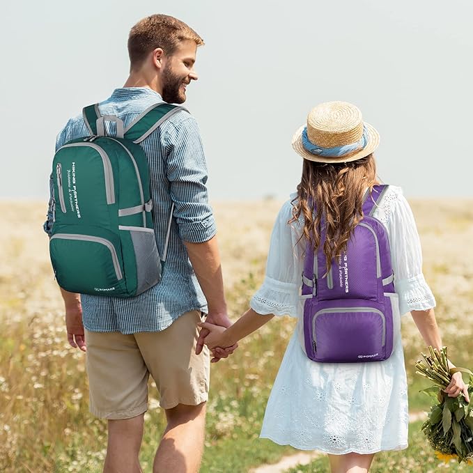 ZOMAKE Lightweight Packable Backpack, 35L Light Foldable Hiking Backpacks Water Resistant Collapsible Daypack for Travel(Dark Green)