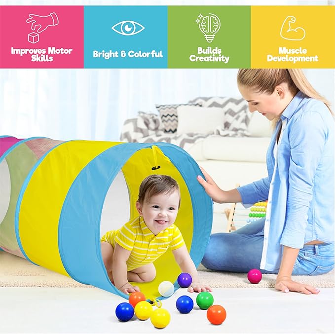 Hide N Side 6ft Crawl Through Play Tunnel Toy, Pop up Tunnel for Kids Toddlers Dogs Babies Infants & Children Gift Indoor & Outdoor Action Toy Tunnel
