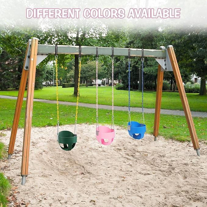 RedSwing High Back Toddler Bucket Swing Seat with Coated Chains, Heavy Duty Kids Swing Set Accessory Tree Straps Included for Outside, Playground, Backyard, Pink