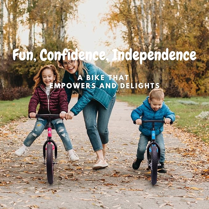 14 Inch Balance Bike for Kids 3-6 Year Old, Bike with No Pedals, Air Rubber Tires, Adjustable Height, Foot Rest, Pedalless Bicycle Boys, Girls (Blue)