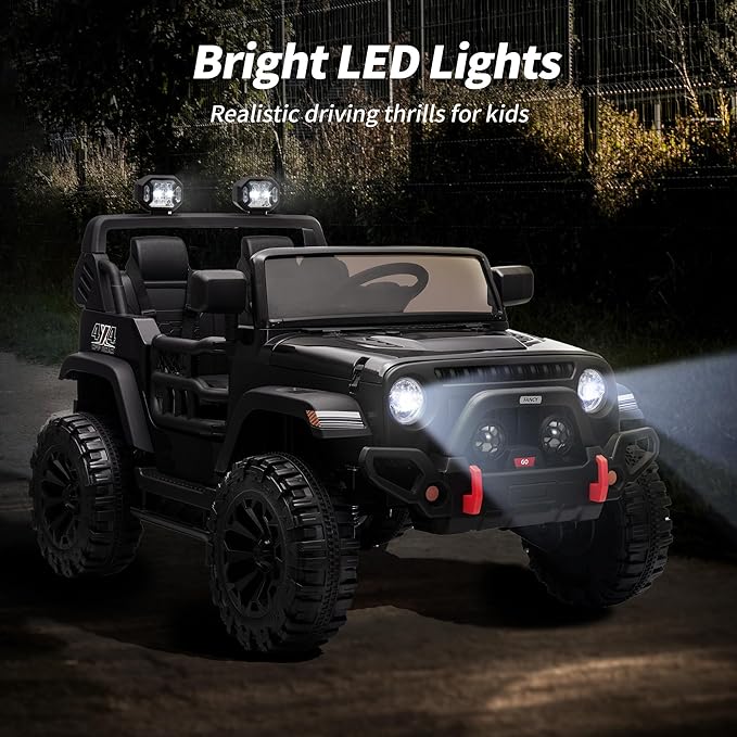 2 Seater Ride on Toy Car for Kids, 24V 4WD Ride-on Truck Kids Electric Car with Remote Control, 4x200W Motors - Black