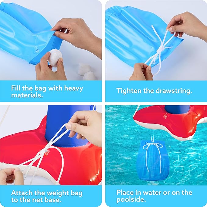 JOYIN Inflatable Pool Float Set Volleyball Net & Basketball Hoops, Balls Included for Kids and Adults Swimming Game Toy, Summer Floaties, Volleyball Court |Basketball,L-Red