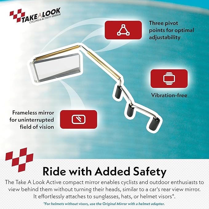 Take A Look Active Compact Activity Mirror for Sunglasses or Bike Helmet Visors Rear View Mirror for Cycling and Other Outdoor Activities
