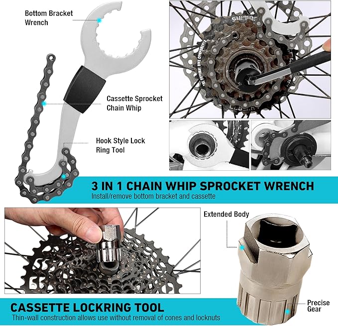 DURATECH 31 Pieces Bicycle Tool Kit, Complete Bike Repair Kit with Storage Box, Mountain Bike Repair Tools, for Mountain, Road, and Park Bicycle with Chain Riveter, Tire Levers, Crank Puller