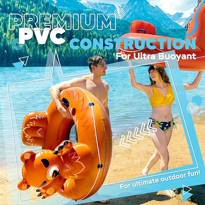 2025 New & Upgraded Sunlite Sports Heavy Duty River Tube Inflatable, Premium Water Float to Lounge Above Lake and River, Outdoor Water Raft Sport Fun, Recreational Use