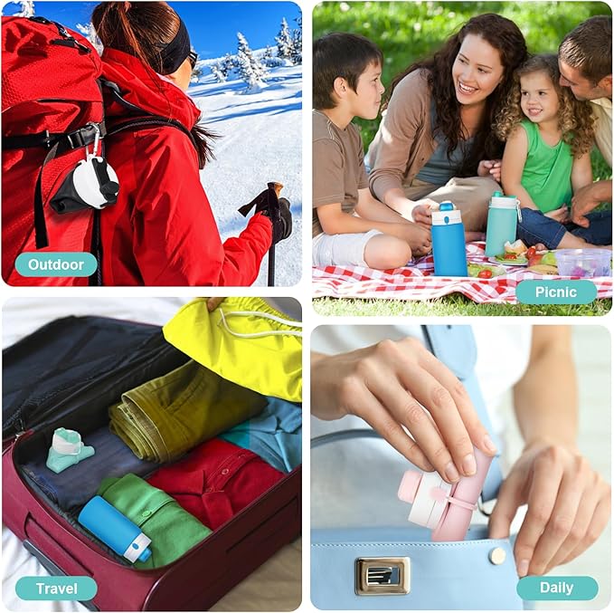 PLTCAT Collapsible Foldable BPA Free Reusable Lightweight Leak-Proof Travel Silicone Water Bottle for Travel, Gym, Hiking, Office, Camping