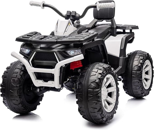 Kids ATV 4 Wheeler, 24V 4WD Electric ATV Ride On Toy for Big Kid with 2-Seater, 4x200W Motor - White