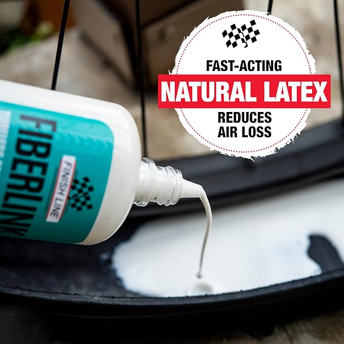 Finish Line FiberLink Pro Latex Tubeless Tire Sealant with Kevlar Technology – Long-Lasting, Low Viscosity Bicycle Sealant for Road, Gravel, Cyclocross, Mountain & Fat Bike Tires, 8 oz