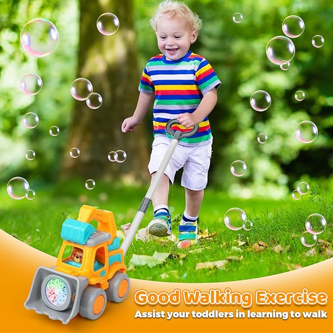 Automatic Bubble Machine for Toddlers,Construction Truck Bubble Lawn Mover W/Light,Bubble Maker Blower Toys for 3 4 5 6 Year Old Boy Girl Kids,Summer Outdoor Pool Backyard Toys for Birthday Party