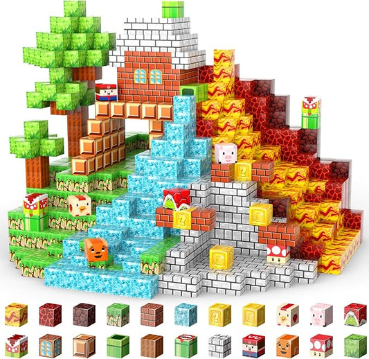 100PCS 0.8in Magnetic Blocks, Building Blocks Cubes for Kids Age 4-8, Magnetic Tiles for Toddler STEM Sensory, Magnetic Toys for Boys & Girls Age 3 4 5 6 7 8 9 10 Christmas Birthday Gifts