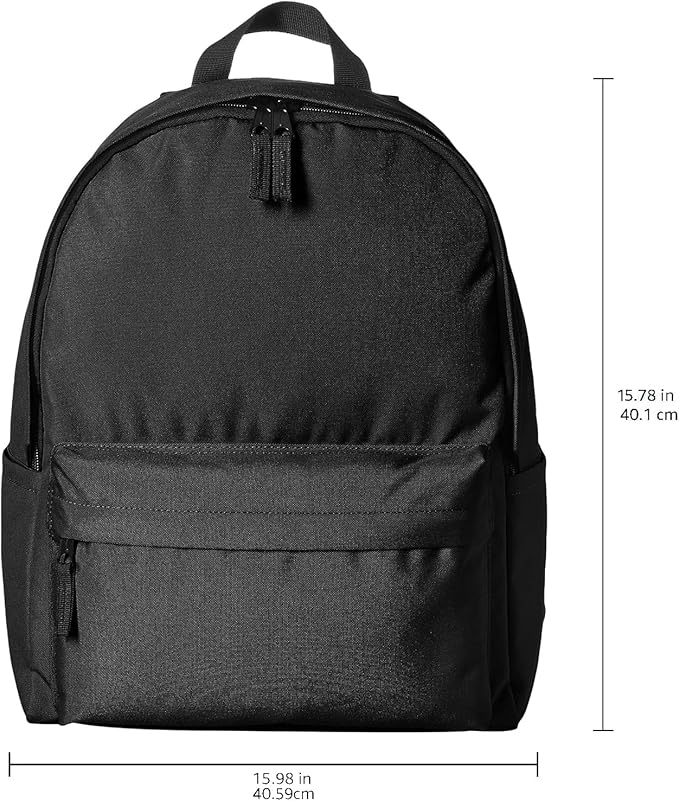 Amazon Basics Backpack for School, Study, Travel, Durable Classic Design, Book Bag, Black