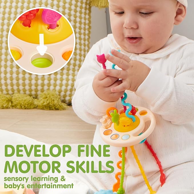 JOYIN Baby Toys - Montessori Toys for Babies, Food-Grade Sensory Present Infant Stacking Circles Teether, Blocks, 3D Stress Balls, Pull String, Learning Gifts for Baby Girls Boys