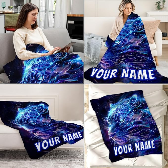 Custom Leopard Blanket for Boys - Blankets Gifts for Teens Plush Flannel Cheetah Boys Throws for Crib & Room