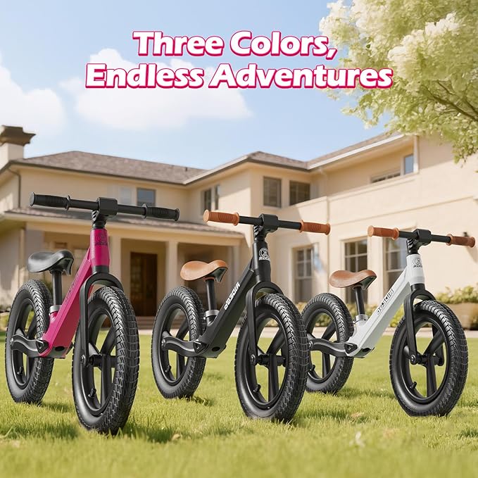 Ridego 14 Inch Balance Bike for Kids 3-6 Year Old,Lightweight Kids Bike with Adjustable Seat, Push Bicycle with Air Rubber Tires，Ride-on Toys Birthday Gift