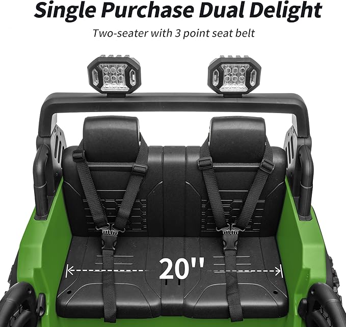 2 Seater Ride on Car Toy, 24V 4WD Electric Car for Kids 4-8 with Remote Control, 4x200W Motors, Capacity 150 lb - Army Green