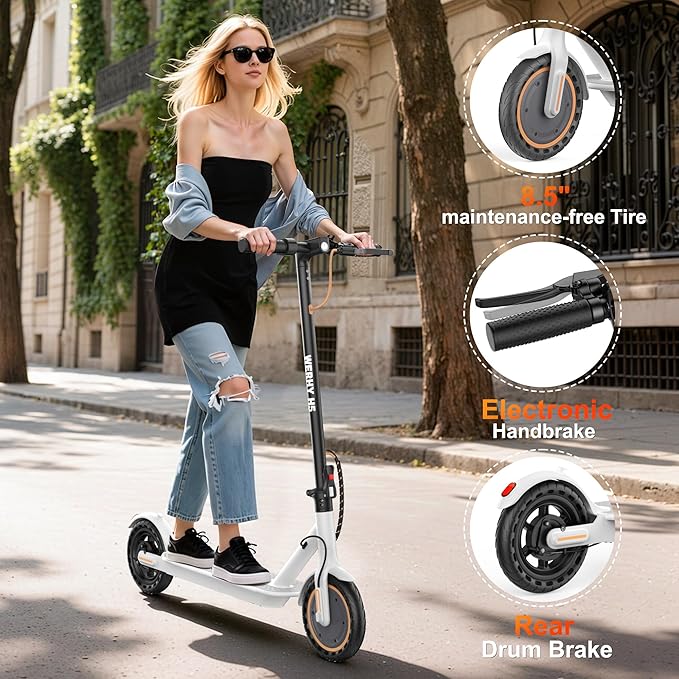 WERHY Electric Scooter, 350W/500W Motor, Top Speed 19/22 mph, Max 16/23/25/28Miles Ranges, Foldable E Scooter for Adults