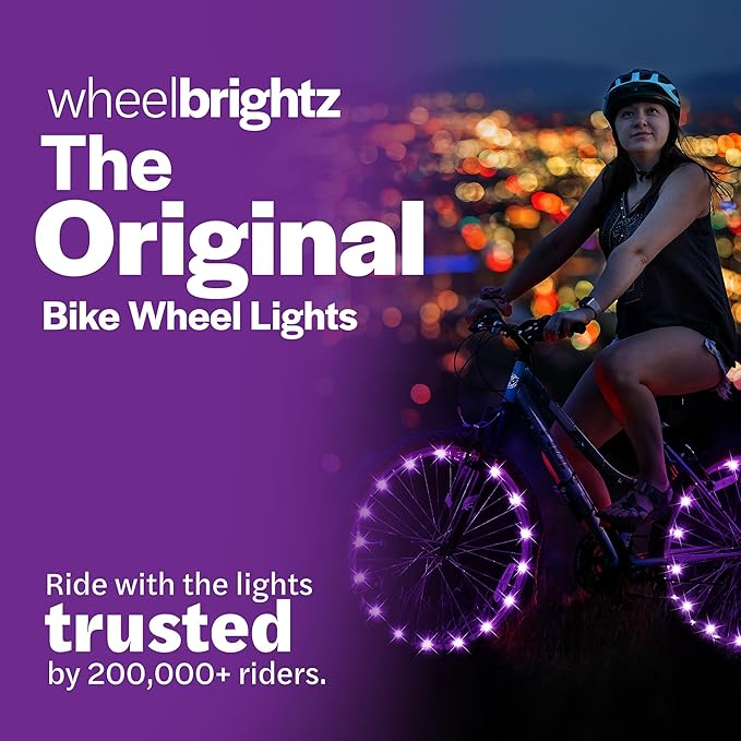Brightz WheelBrightz LED Bike Wheel Lights - 2025 Edition with Superior Straps & LED-Weatherproof Shield! 14 Colors - Unmatched Durability, Visibility & 48+ Hours of Dazzling Illumination