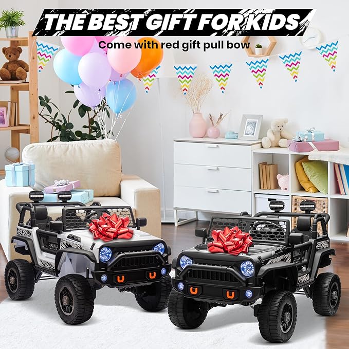 JOYRACER 24V 2 Seater Ride On Toys for Big Kids, 800W Power Truck Wheels with Remote Control, 4WD/2WD Switchable, 20" Spacious Seat, Soft Start, Bluetooth, Electric Car for Kids Ages 3-8, Black