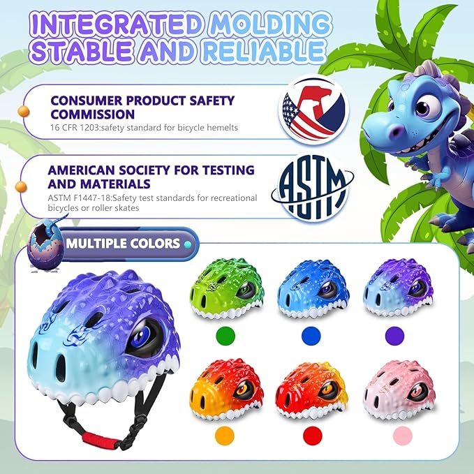 Toddler/Kids Bike Helmet Set for Boys Girls 3D Adjustable Kids Helmet Protective Gear Set Knee Elbow Wrist Pads and Multi-Sports Skateboard Scooter Cycling Roller Balance Bike