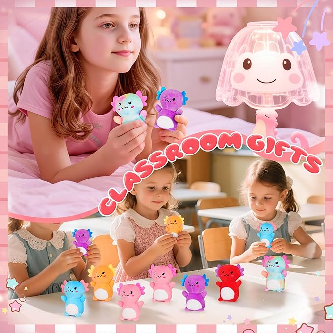 12Pcs Mini Axolotl Stuffed Animal,Bulk Axolotls Plush Party Favors Small Axolotl Plushies Gifts Ornament for Birthday,Christmas Stock Stuffer for Kids Girls Boys Xmas Gifts Classroom Rewards